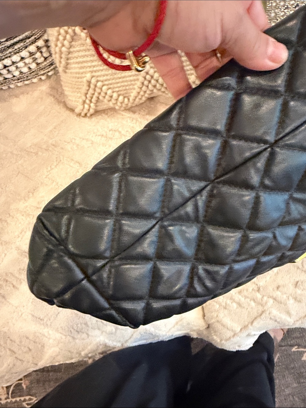 Saint Laurent Black Quilted Leather Tote with Gold Logo - Picture 4 of 6